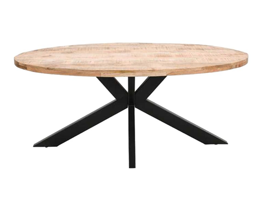Sutton Solid Wood & Metal Oval Dining Table