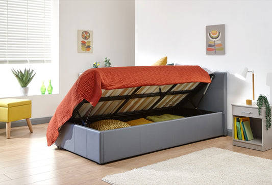 Serena Small Double Side Lift Ottoman Bed-Grey