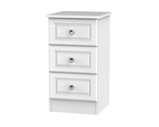 Camill 3 Drawer Bedside-White Ash 