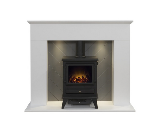 Colin in White & Grey with Lights plus Hudson Stove