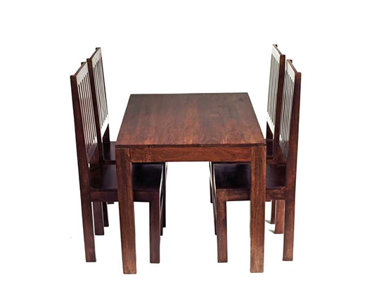 Tyler Dark Mango 4 FT Dining Set with Wooden Chairs