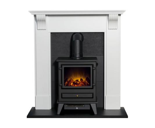 Harrow in White & Black with Hudson Stove