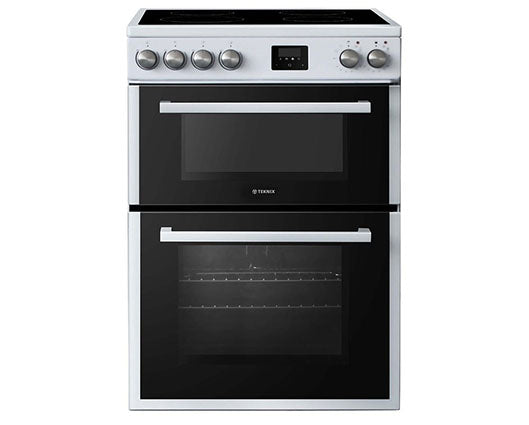 Teknix TKED64W 60cm Twin Cavity Electric Oven with Ceramic Hob