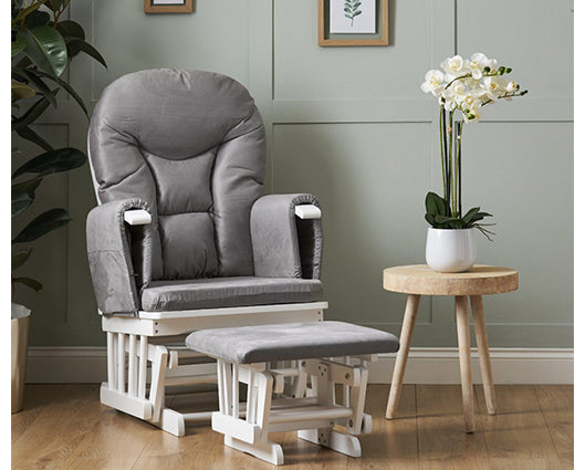 Mila Reclining Glider Chair and Stool - Grey