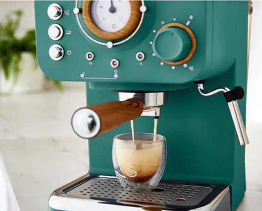 Swan Retro Semi Auto Espresso Coffee Machine Green