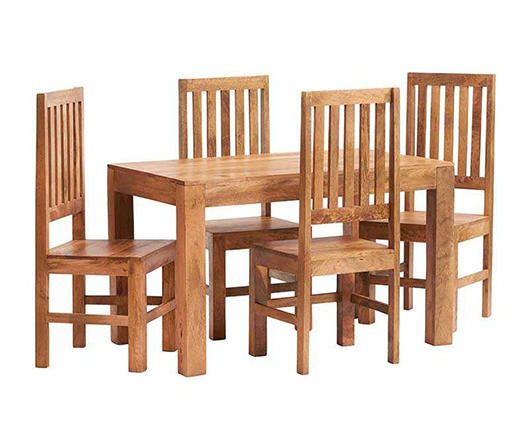 Tyler Light Mango 4 FT Dining Set with Wooden Chairs