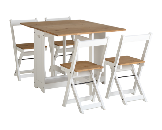 Sharon Butterfly Dining Set - White/Distressed Waxed Pine