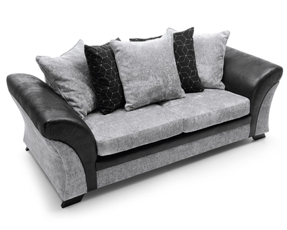 Francisco 3 Seater Sofa - Black & Charcoal