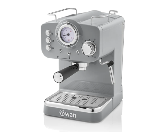Swan Retro Pump Espresso Coffee Machine Grey