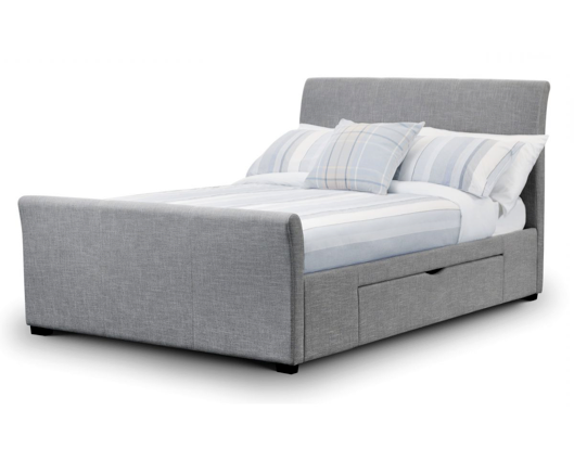 Caprice Fabric Super King Bed with Drawers Light Grey