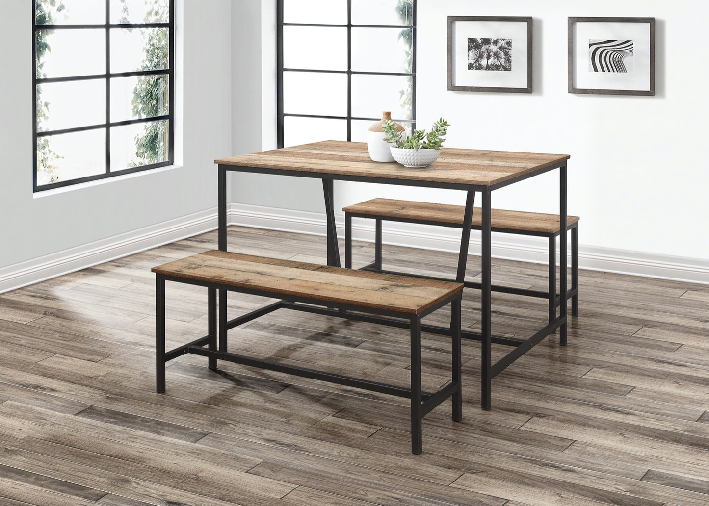 Downtown Dining Table & Bench Set