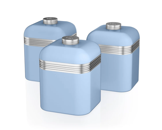 Swan Retro Set of 3 Canisters Blue