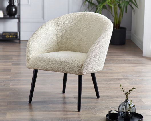 Amara Boucle Accent Chair- Ivory