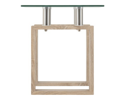 Miles Lamp Table - Sonoma Oak Effect Veneer/Clear Glass/Silver