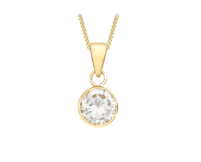 9CT Yellow gold CZ pendant and chain (18")