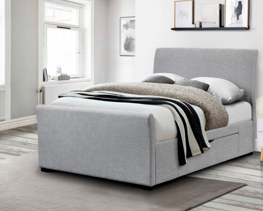 Caprice Fabric Super King Bed with Drawers Light Grey