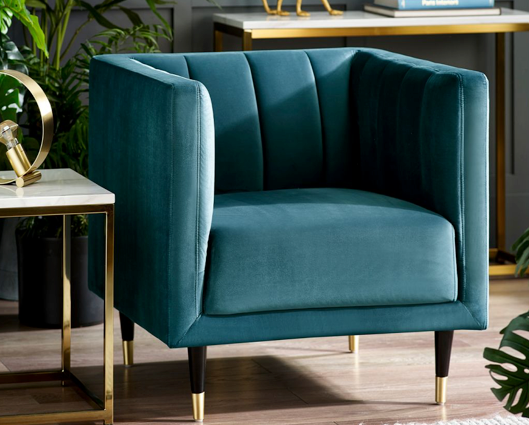 Sutton Scalloped Back Armchair- Teal