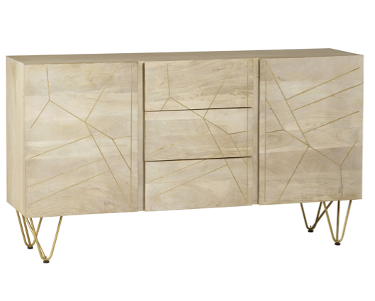 Light Gold Extra Large Sideboard 3 Drawers and 2 Doors