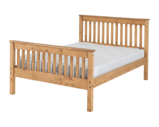 Matteo 4'6" Bed High Foot End - Distressed Waxed Pine