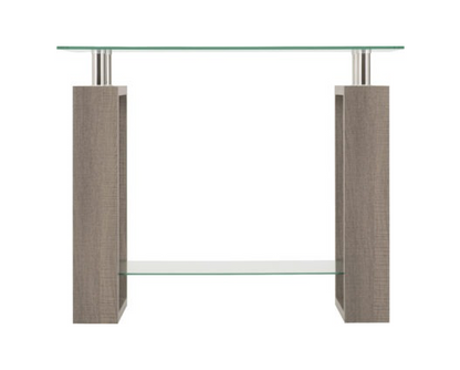Miles Console Table - Light Charcoal/Clear Glass/Silver