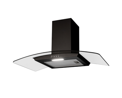 SIA CGH80BL 80cm Curved Glass Chimney Cooker Hood Extractor Fan Black