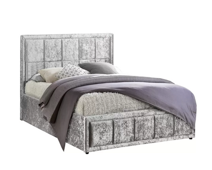 Harrison Ottoman Small Double Bed - Steel Crushed Velvet