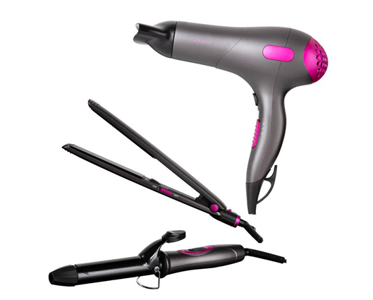 Carmen Neon Triple Pack Gift Set with Hair Dryer, Curling Tong and Hair Straightener