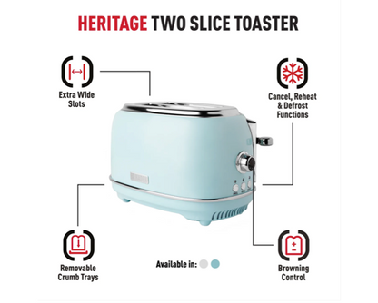 Haden Heritage 2 Slice Toaster Turquoise