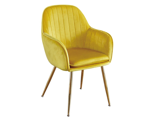 Lonnie Dining Chair Ochre Yellow With Gold Legs (Pack of 2)