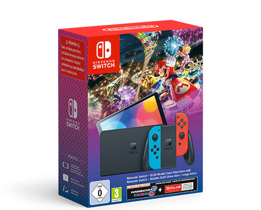 Nintendo Switch Neon OLED Console with Mario Kart 8 & Nintendo Switch Online 3 Month Membership