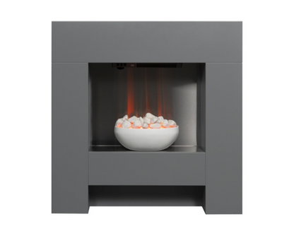 Cube Electric Fireplace Suite in Grey, 36 Inch