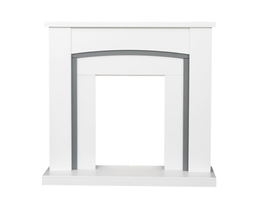 Cassandra Fireplace in Pure White and Grey, 39 Inch