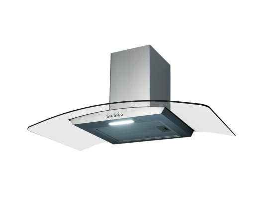 SIA CGH100SS 100cm Curved Glass Cooker Hood Extractor Fan Stainless Steel