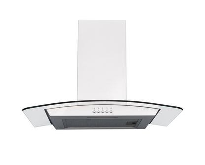 SIA CGH60WH 60cm Curved Glass Chimney Cooker Hood Extractor Fa n White 