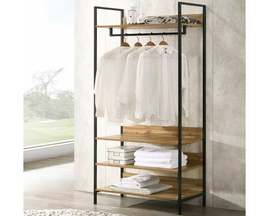Zulu Open Wardrobe with 4 Shelves-Oak