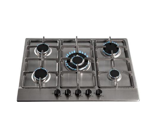 SIA SSG701SS 70cm 5 Burner Gas Hob With Cast Iron Pan Stands Stainless Steel