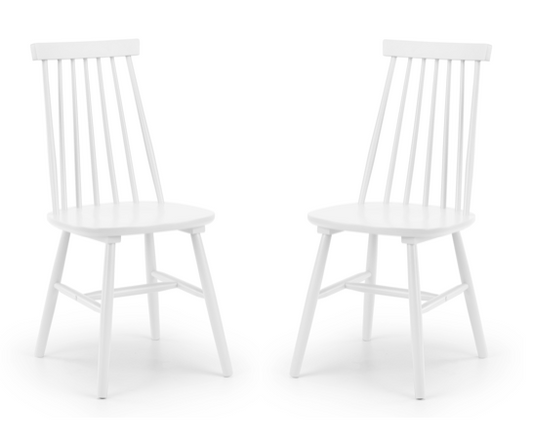 Alya Spindle Back Dining Chairs- White (Pair)