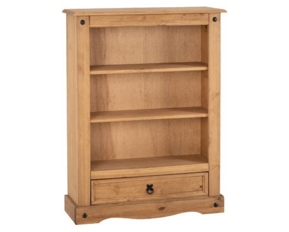 Corona 1 Drawer Bookcase - Distressed Waxed Pine