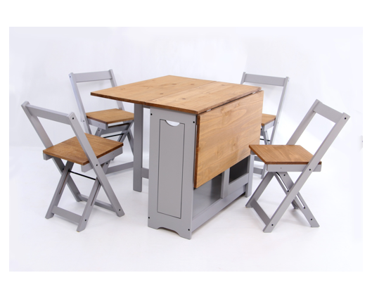 Sharon Butterfly Dining Set - Slate Grey/Distressed Waxed Pine