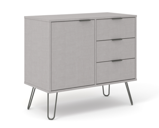 Austin Grey Small Sideboard With 1 Door, 3 Drawers