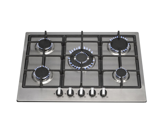 SIA R6 70cm 5 Burner Gas Hob With Cast Iron Pan Supports Stainless Steel 