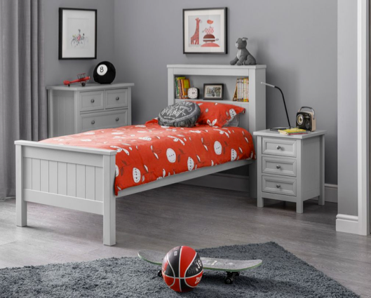 Acadia Bookcase Single Bed - Dove Grey