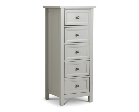 Acadia 5 Drawer Tall Chest- Dove Grey