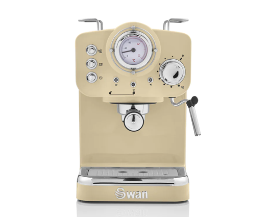 Swan Retro Pump Espresso Coffee Machine Cream