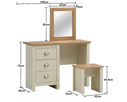 Lincoln Dressing Table 3 Drawer