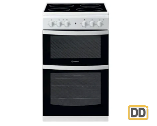 Indesit ID5V92KMW/UK 50cm Electric Double Cooker with Ceramic Hob