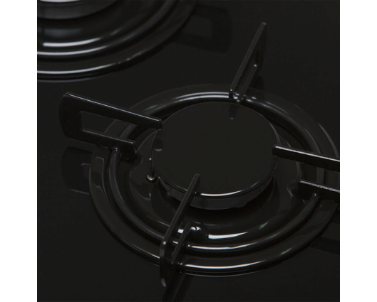 SIA GHG302BL 30cm 2 Burner Glass On Gas Domino Hob With Enamel Pan Stands Black 