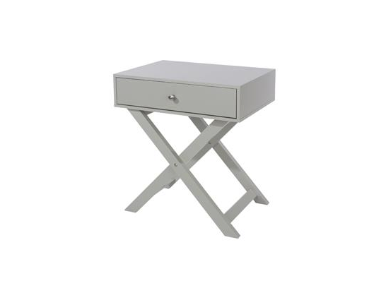 Cross Leg 1 Drawer Bedside Cabinet-Light Grey
