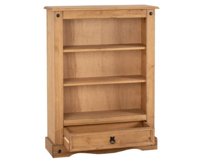 Corona 1 Drawer Bookcase - Distressed Waxed Pine
