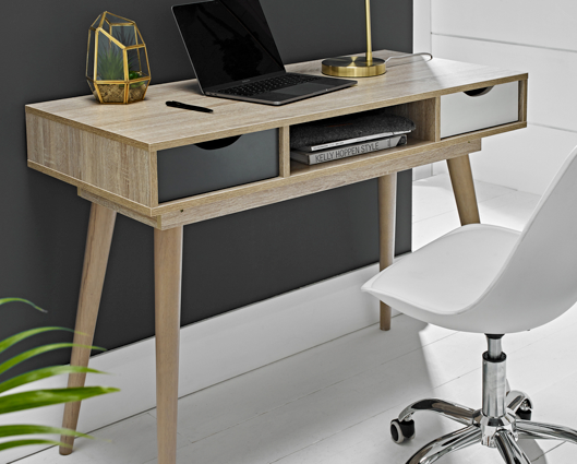 Selda Desk Oak With Grey And White Drawers